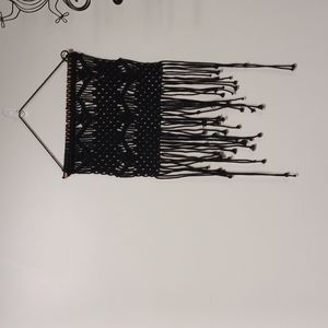 Modern Macrame Bohemian feel Wall Hanging  Decor Black Cotton